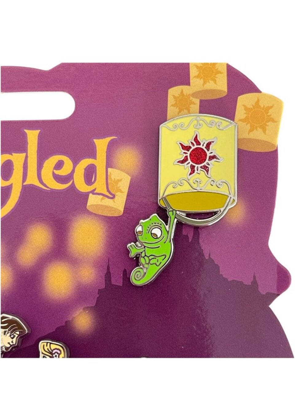 Disney Store Tangled Rapunzel Flynn Rider Pascal 2 Pin Set - Picture 6 of 9